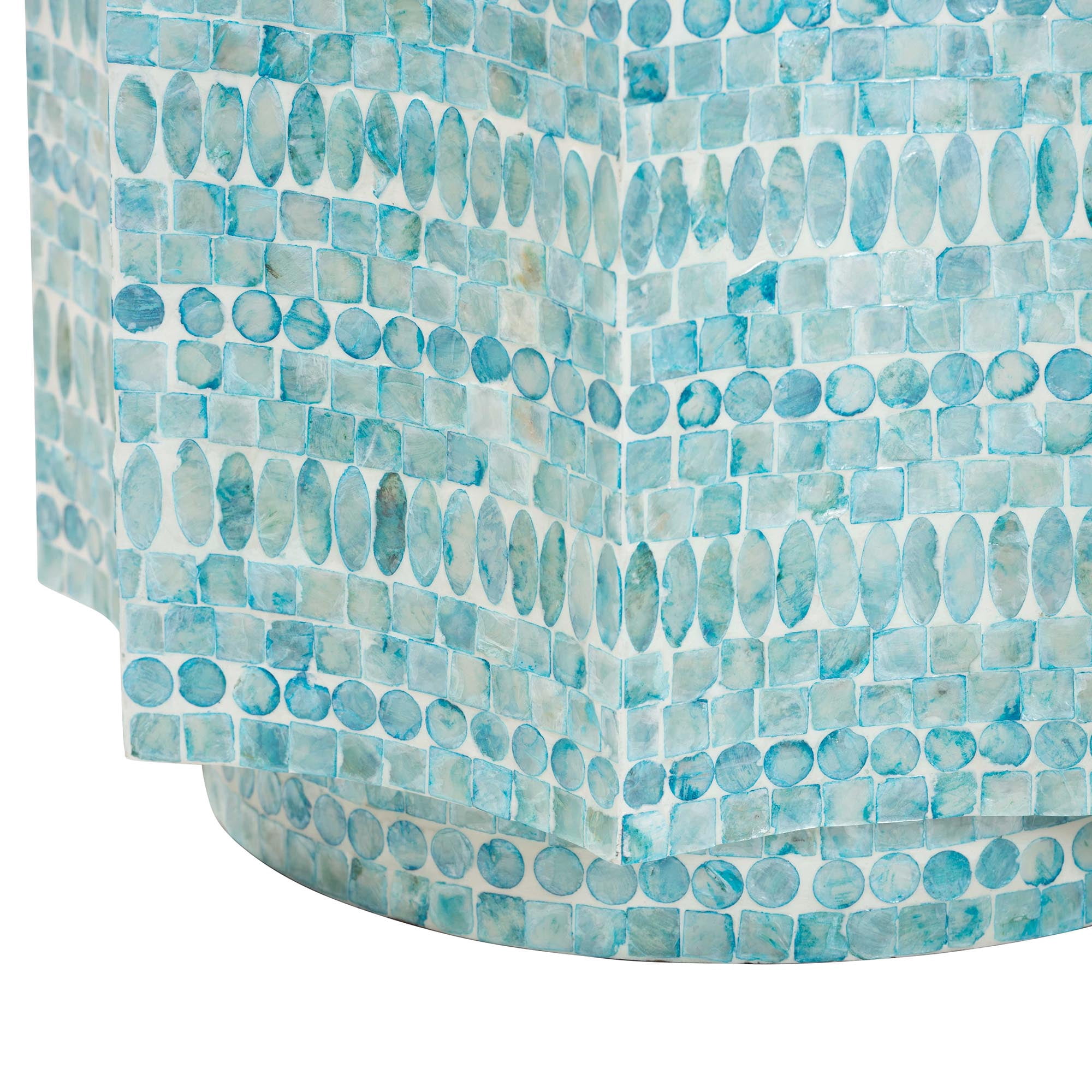 Baxton Studio Olesia Mother of Pearl BOHO End Table, Blue