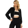thumbnail image 1 of Abrigos esponjosos de invierno para mujer Chaqueta de bombardero de piel sintética con cremallera de manga larga Negro M, 1 of 5