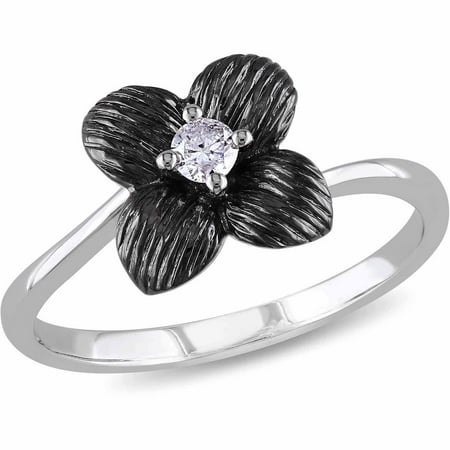 Diamond-Accent 10kt 2-Tone Gold Flower Ring