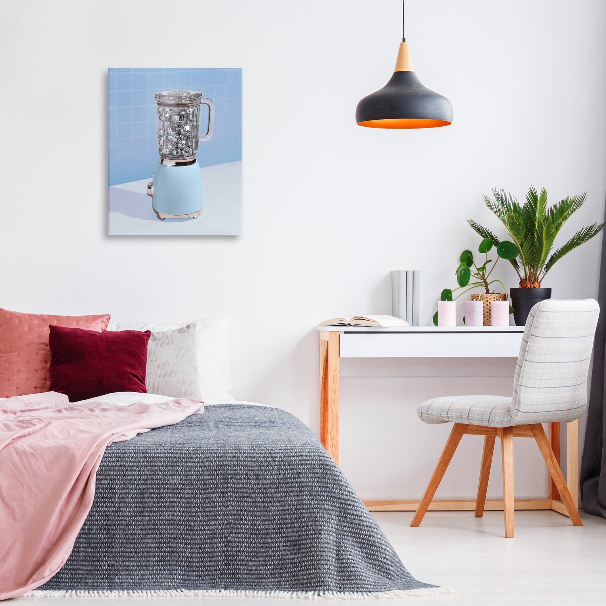 Blue Retro Disco Blender Canvas Wall Art, design by LISH Creative