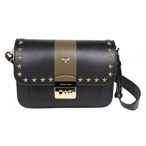 Michael Kors Sloan Editor Studded Leather Shoulder Bag Black 30f7gs9l3y 313