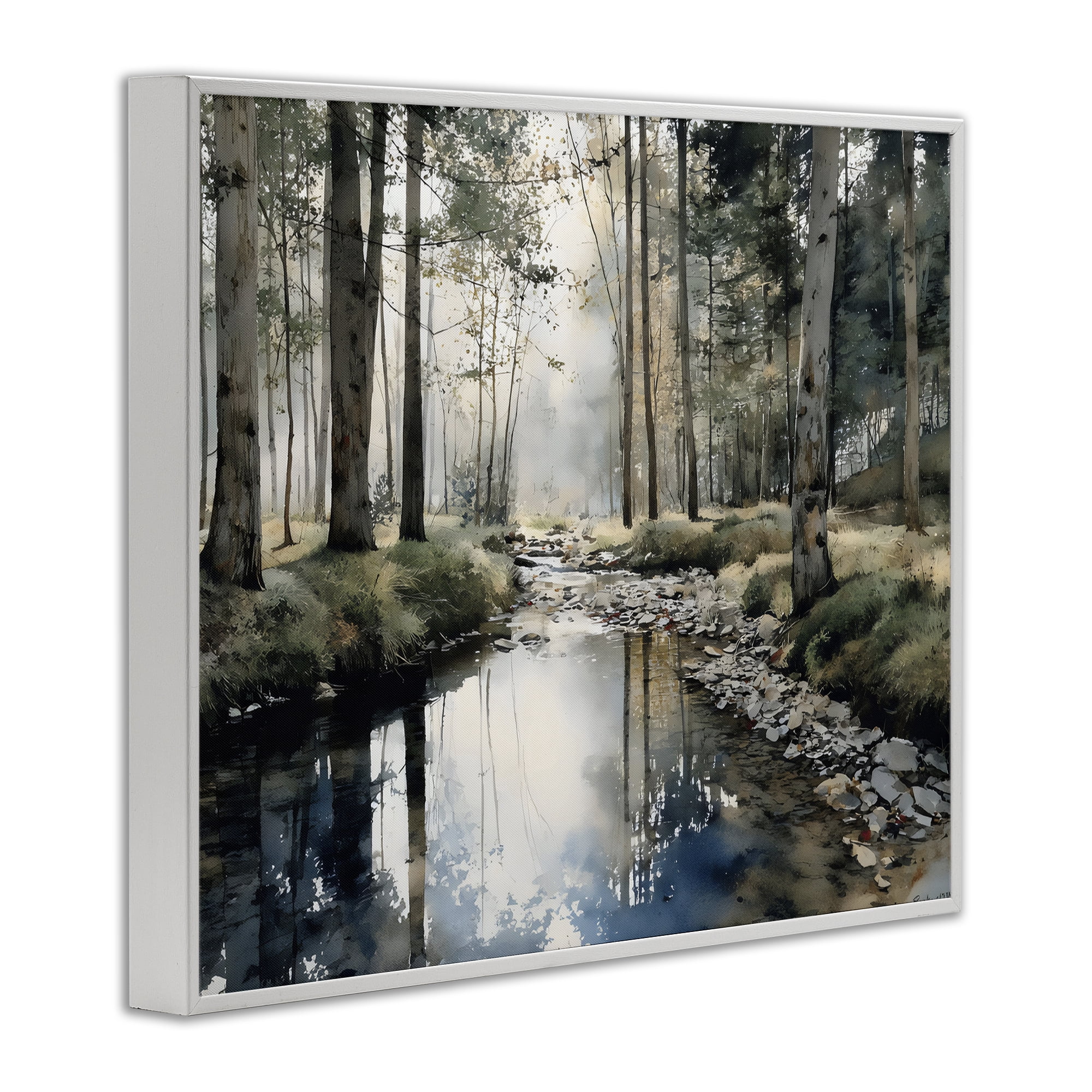 Stupell Industries Woodland Wonder Creek White Framed Giclee Art, design by Franklyn Gregory