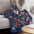 thumbnail image 3 of Navy Blue Flowers Blanket Soft Cozy Warm Throw Blanket for Couch, Plush Fuzzy Flannel Fleece Blankets for Sofa, Spring Vintage Floral Leaves Farmhouse Bed Blankets Lightweight Gifts for Men, 50"x60", 3 of 9