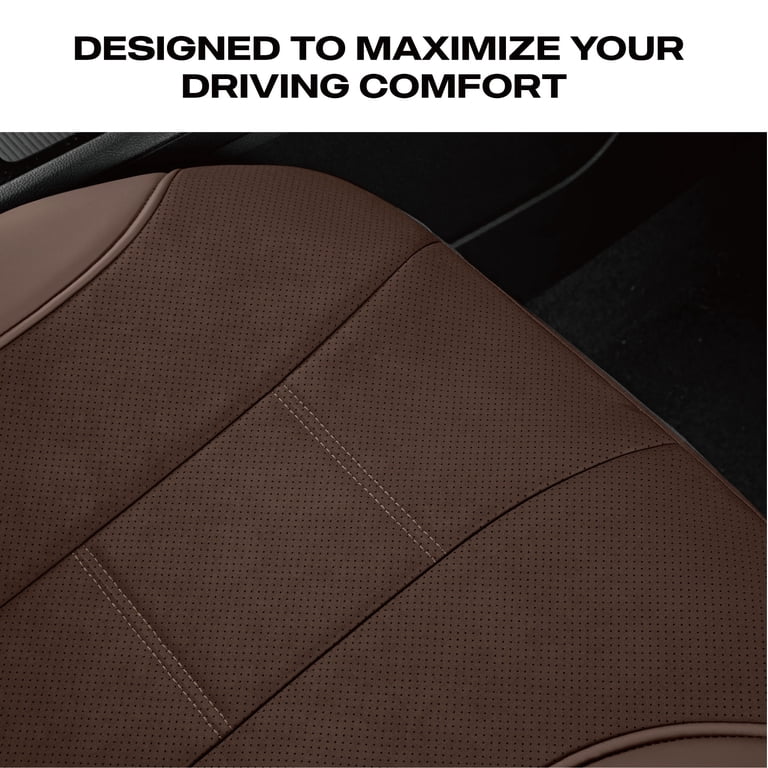 Auto Drive Premium Brown Perforated Faux Leather Seat Covers photo 4