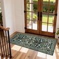 thumbnail image 4 of Garvee 2'x6' Floral Print Runner Rug Washable Rug, Low Pile Farmhouse Accent Carpet with Non Slip Backing Soft Floor Mats for Living Room Bedroom Hallway, Dark Green, 4 of 8