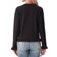 thumbnail image 4 of JWD Womens Cardigan Sweater Long Sleeve Crew Neck Button Front Knit Ruffle Trim Casual Lightweight Tops Black L, 4 of 4