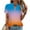 Blue, variant on Women Short Sleeve Casual T Shirts, Spring and Summer Tops, Ladies V-Neck Printed Button Comfortable Fashion Loose Pullover Tee Watermelon Red, XXL