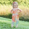 thumbnail image 2 of Toddler Baby Girl Cute Jumpsuit One Piece Sleeveless Tie-dye Strap Romper with Pockets Summer 2025 Fashion Outfit(Orange,2-3 Years), 2 of 5