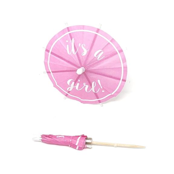 It's A Girl Paper Drink Umbrella: Tiki Luau Baby Shower Party Decor (20/Bag)