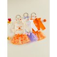 thumbnail image 3 of RUINIXCW Baby Girl First Halloween Outfit Fashion Long Sleeve Pumpkin Embroidery Tops with Tulle Skirt, Headband 3Pcs Fall Set, 3 of 9