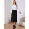 thumbnail image 4 of DARING DIVA Women's Sweater A Line Elastic High Waist Stretchy Midi Skirt L Black, 4 of 8