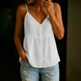 thumbnail image 3 of Women Summer Tank Tops Casual V Neck Spaghetti Strap Cami Tops Loose Beach Sleeveless Shirts Blouses,White ,XL, 3 of 10