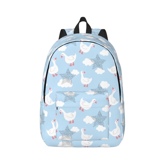 Xecao Cute Goose On A Blue Sky for Canvas College Laptop Backpack, Durable Rucksack Travel Notebook Bag School Backpack Book Bag for Men Women