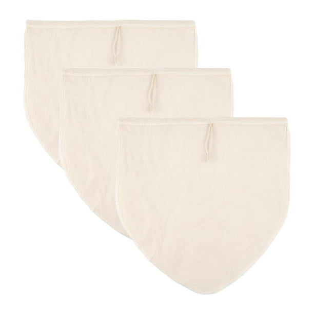 Bolsa de leche de 3x Nuez bolsita de gasa de gasa, malla fina, bolso de filtro portátil reutilizable Filtro de leche de soya para yogurt soy leche de