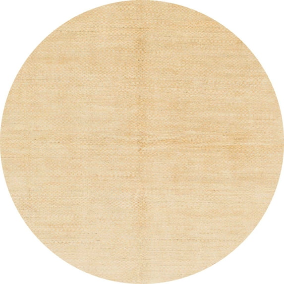 Ahgly Company Machine Washable Indoor Round Abstract Brown Gold Area Rugs, 6' Round