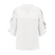 thumbnail image 4 of Nuevos tops de manga petal para mujer: blusa holgada de gasa con cuello en V y detalles plisados, mangas tres cuartos para el trabajo en verano o salidas informales., 4 of 5