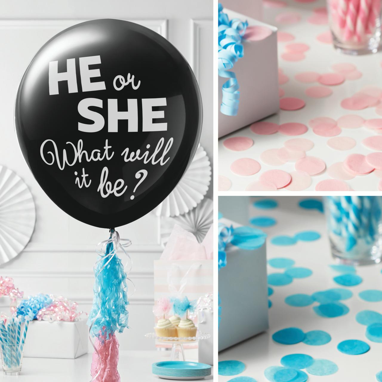 Way To Celebrate Gender Reveal Black Balloon Kit 1460