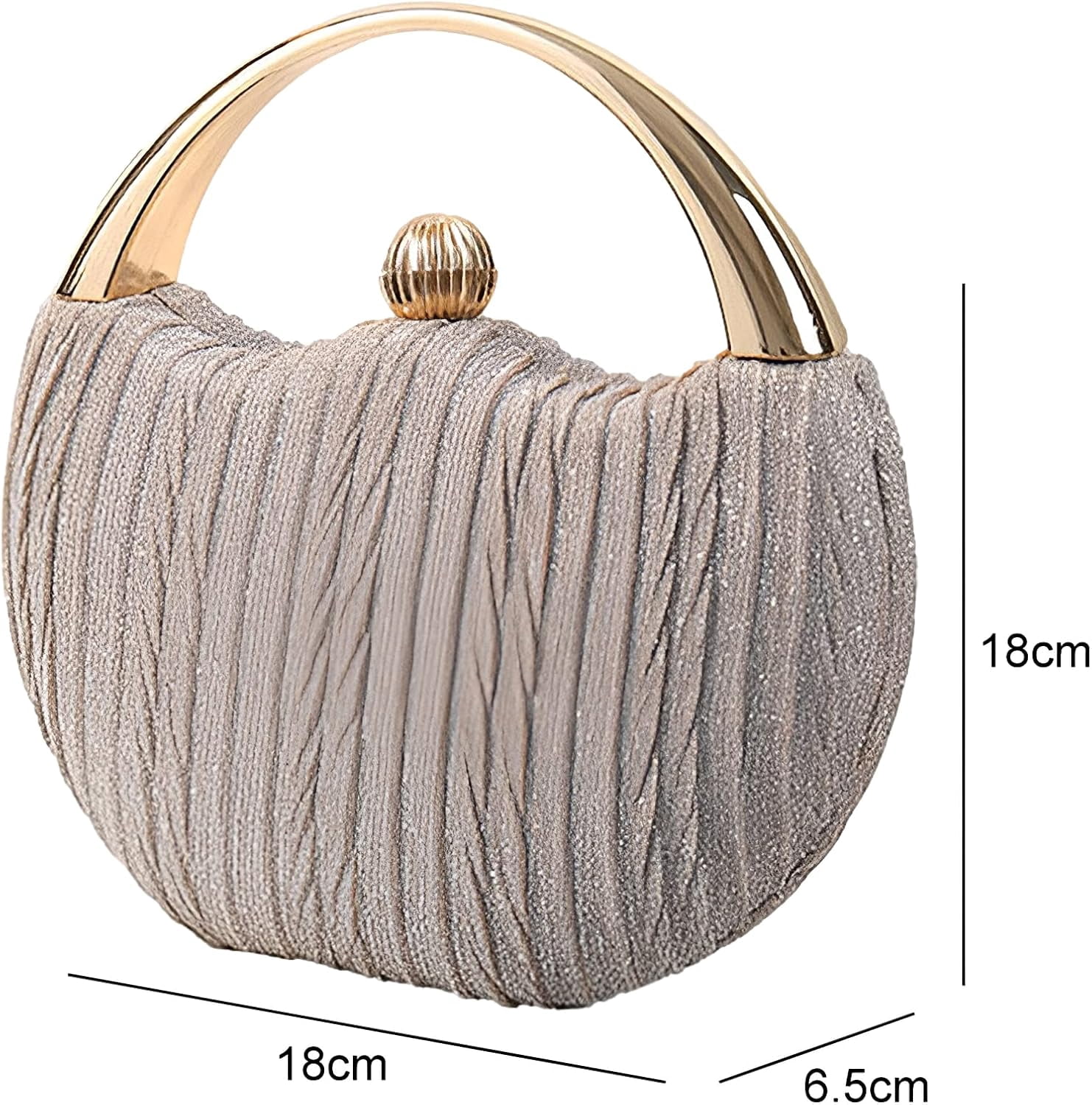 Evening Bag Clutch Purses Pleated Round Hard shell Crossbody Handbag with Chain Strap for Women Wedding Party Formal