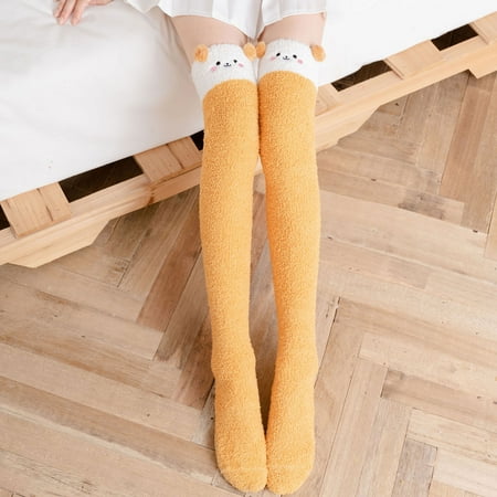 

Women s Cartoon Fuzzy Socks Winter Warm Over Knee High Socks Home Thigh-High Warm Socks Leggings