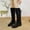 Black, variant on Knee High Boots for Women Low Heel Stretchy Fuax Suede Round Toe Side Zipped Winter Boot (Khaki 39)