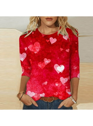 Red Heart Print Shirt