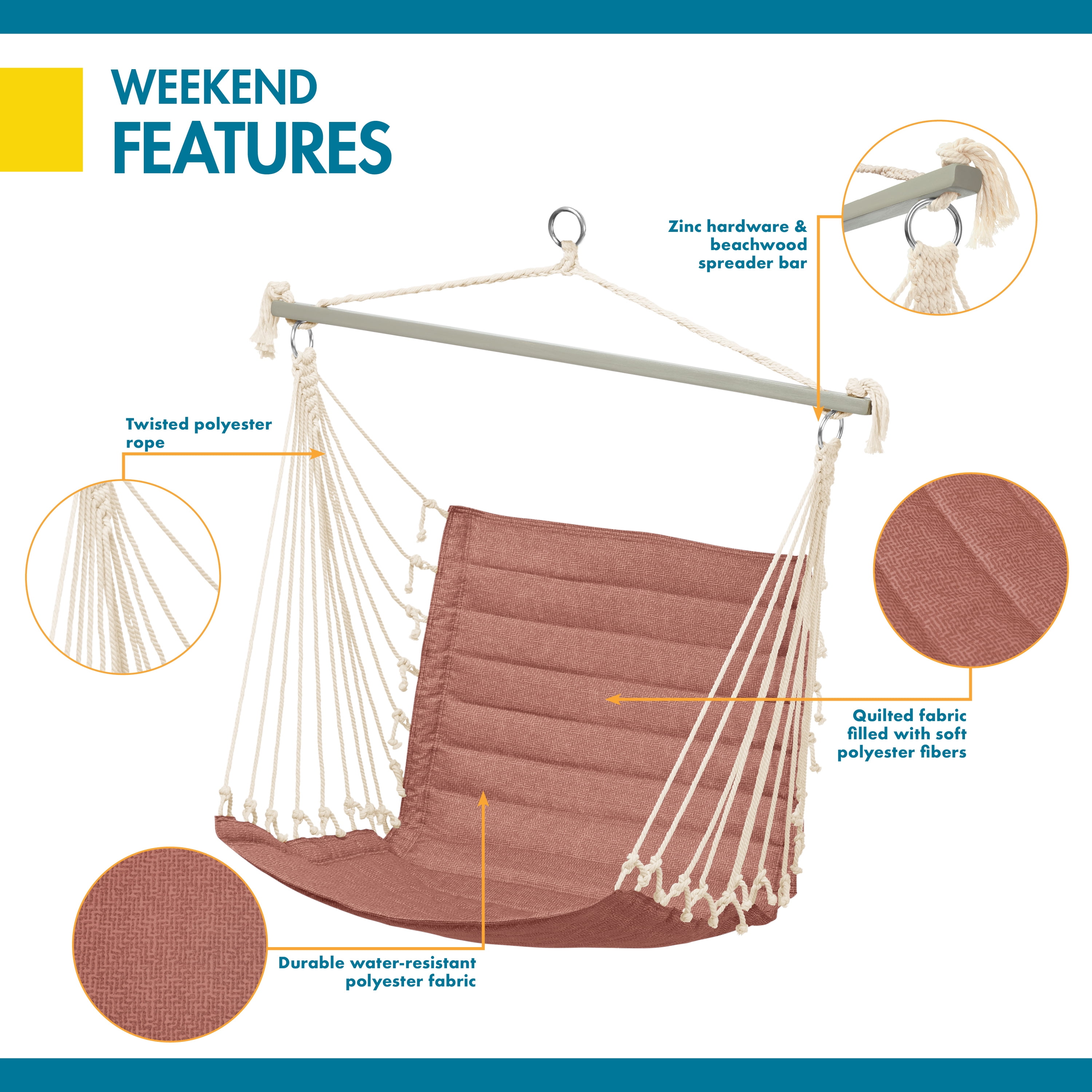 Classic Accessories Duck Covers Weekend Quilted Hammock Chair, 27 x 49 x 39.5 Inch, Cedarwood