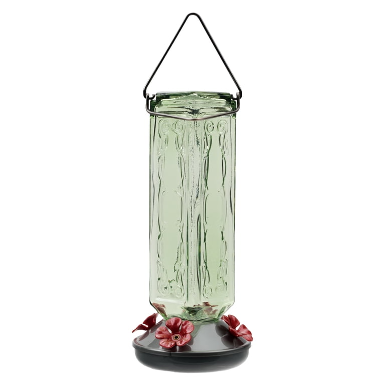 More Birds Kristina Green Vintage Glass Bottle Hummingbird Feeder