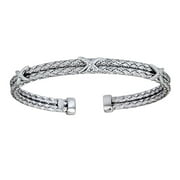 Decadence Sterling Silver Basketweave Station X Bangle