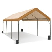 Sophia & William 10' x 20' Heavy Duty Carport Awning Canopy Tent with 4 Weight Bags, Beige