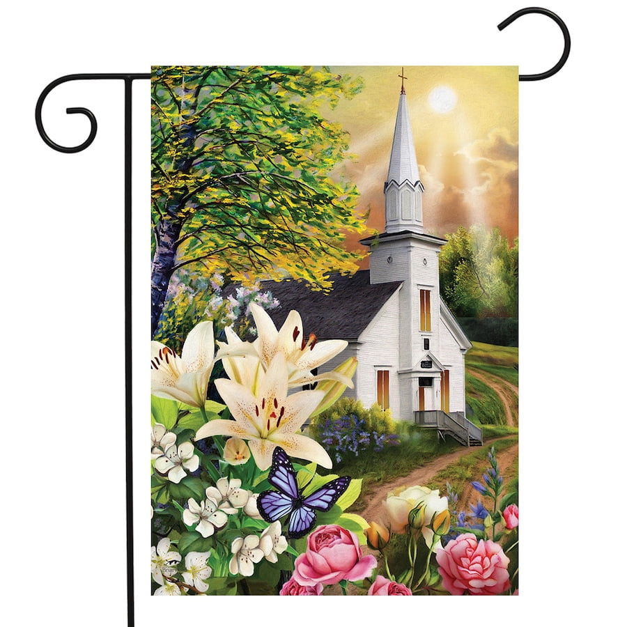 Spring Church Garden Flag Easter Religious Lilies 12.5" x 18" Briarwood