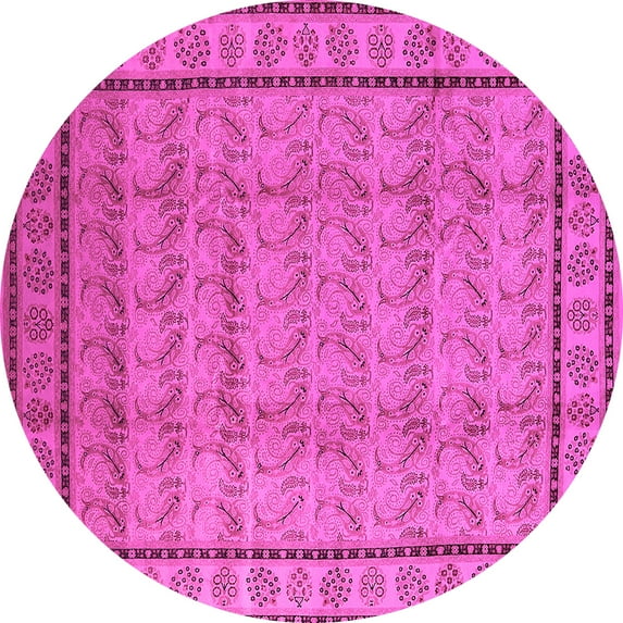 Ahgly Company Indoor Round Oriental Pink Industrial Area Rugs, 5' Round