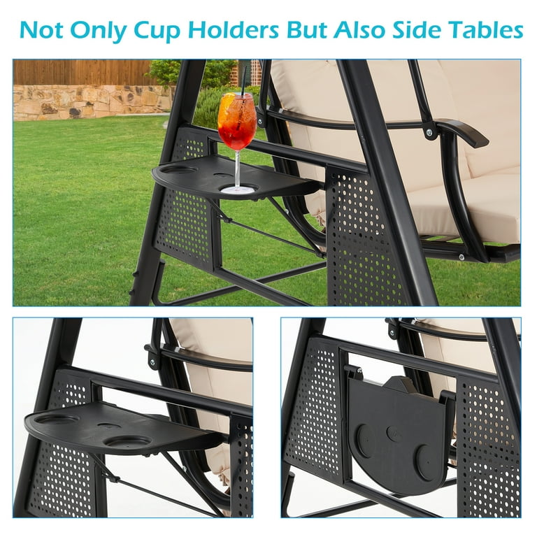 AECOJOY 3 Persons Outdoor Patio Canopy Steel Porch Swing Chair