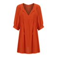 thumbnail image 4 of Kaemgyyd Casual Dress for Women V Neck 3/4 Sleeve Soft Loose Short Mini Beach Dress A-Line Flowy Vaction Outfit, 4 of 6