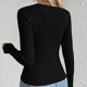 thumbnail image 4 of Suéter de cuello en V para mujer, blusa de poliéster de manga larga, color liso y moderno., 4 of 6