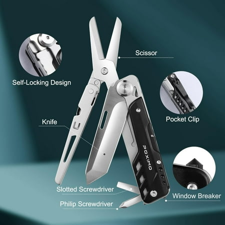 TRAHOO-Pocket Knife Gifts for Men Dad Him Heavy Duty Folding Knife Stocking Stuffers 5-IN-1 Multitool Kits for Father Tactical Gear for Camping Hiking Surviving Valentine s Day Christmas Gifts
