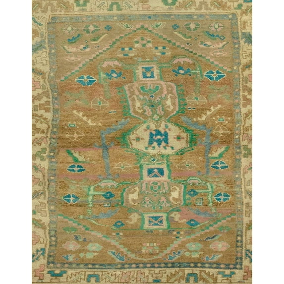 Ahgly Company Indoor Rectangle Abstract Copper Green Abstract Area Rugs, 6' x 9'