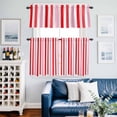 thumbnail image 2 of Red Pink Stripe Kitchen Curtains Sets for Windows 36 Inch Length, Geometric White Vertical Striped Rod Pocket Window Treatments Tier Curtains and Valances Set for Bedroom/Bathroom, 2 of 8