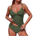 thumbnail image 3 of Rvasteizo Womens Bikinis Set Solid Color 2 Piece Swimsuit Pockets Briefs Sporty Tankini, 3 of 5