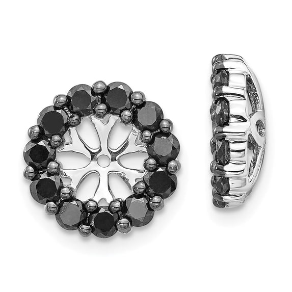 FB Jewels 14k White Gold Black Diamond Earring Jackets