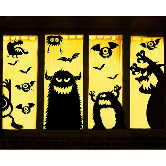 Large Halloween Window Clings Decorations Halloween Window Silhouette Decorations Scary Monster Silhouette Giant Halloween Stickers