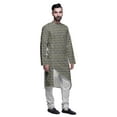 thumbnail image 2 of Atasi Kurta Long d'Été Imprimé de Designer avec Ensemble de Pyjama Blanc pour Hommes, 2 of 3
