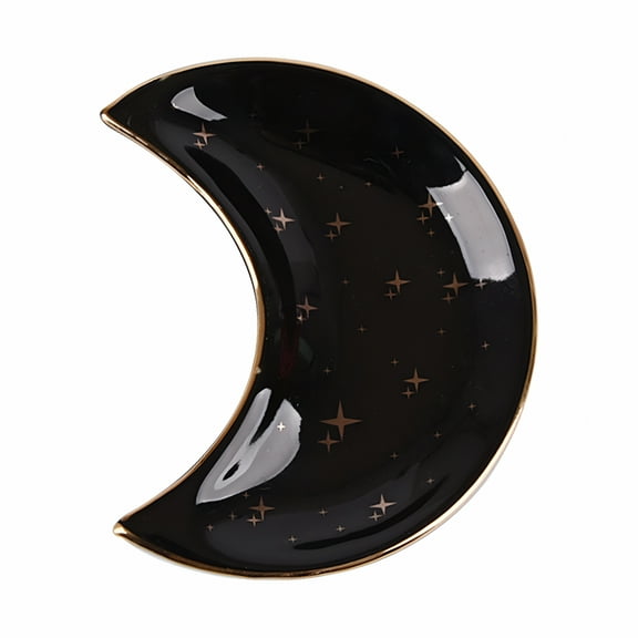 ACDANC Moon Shape Decorative Jewelry Dish Ceramic Engagement Rings Trinket Dish Wedding Decor