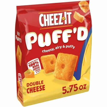Cheez-It Puffd Cheesy Baked Snacks, Puffed Snack Crackers, Kids Snacks, Double Cheese, 5.75Oz Bag (1 Bag) Packaging May Vary