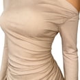 thumbnail image 4 of Kojanyu Women's Shimmering Off-Shoulder Long Sleeve Bodycon Mini Dress – 100% Polyester Stretchy Evening Dress for Parties and Special Occasions, 4 of 6