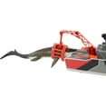 thumbnail image 4 of Matchbox Jurassic World Mosasaurus Rescue Action Boat Playset with Ship, Dino, Toy Car & Missiles, 4 of 7