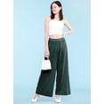 thumbnail image 5 of Made by Johnny Women's Pleated Wide Leg Pants with Elastic Waist Band L GREEN, 5 of 6