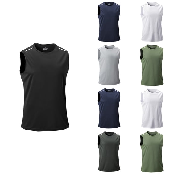 Abtuhar Men Casual Lightweight Summer Sleeveless Solid Pullover Round Neck Loose Workout Tank,Gray,XL