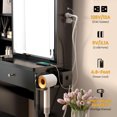 thumbnail image 4 of Aukfa Makeup Vanity Desk Lights Mirror Power Outlet Drawers Stool Table Set Black, 4 of 8