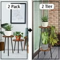 thumbnail image 5 of 2 Pack Indoor Plant Stand, Mid-Century Wooden Style Plant Holder, Indoor Outdoor Flower Stand,Small Round Table, Two Different Sizes(Black), 5 of 7