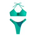 thumbnail image 6 of Sngxgn Women's Swimsuit Cut Out Straps Ribbed Swimwear Bathing Suits(Green,L), 6 of 8